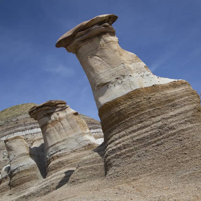 Sandstone formations named Hoodoos near Drumheller, Alberta