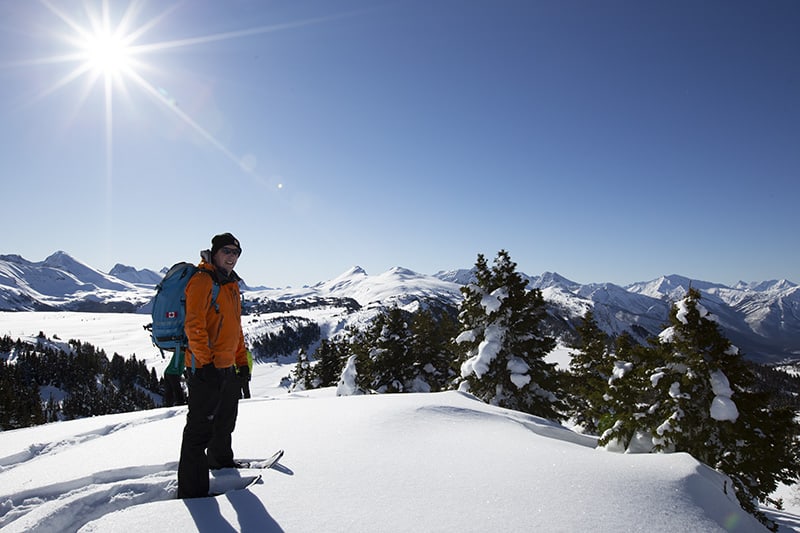 Snowshoeing on top of Sunshine Village.