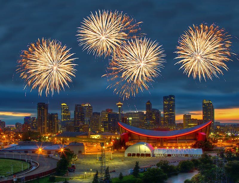 vuurwerk over Calgary Alberta