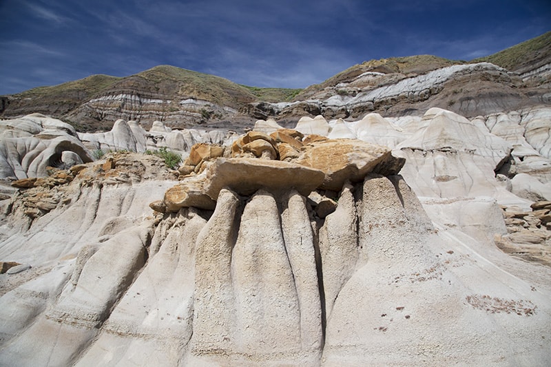 The sandstone formations and hoodoos outside of Drumheller, Alberta.