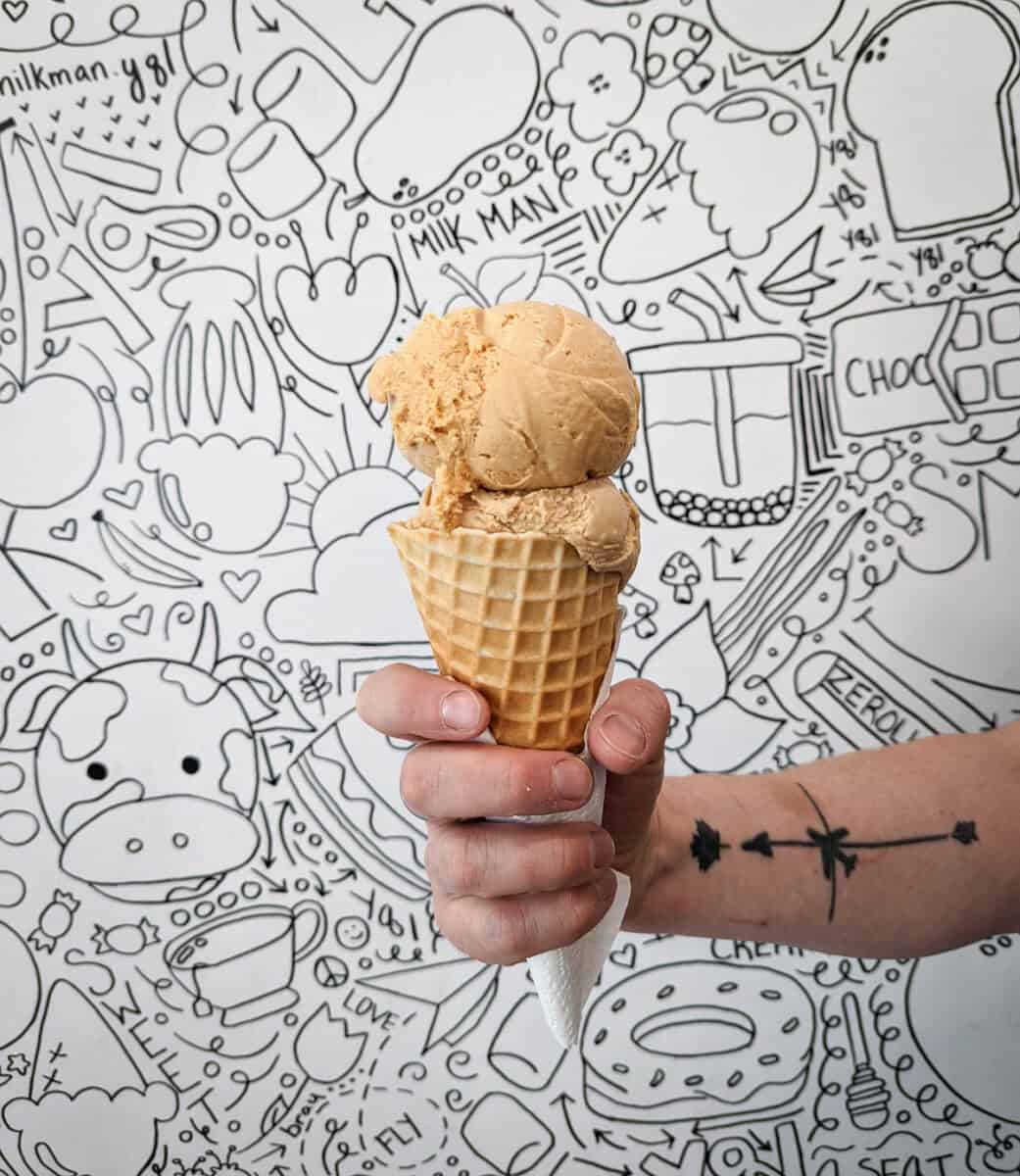 An ice cream cone from Milkman Milk Bar 