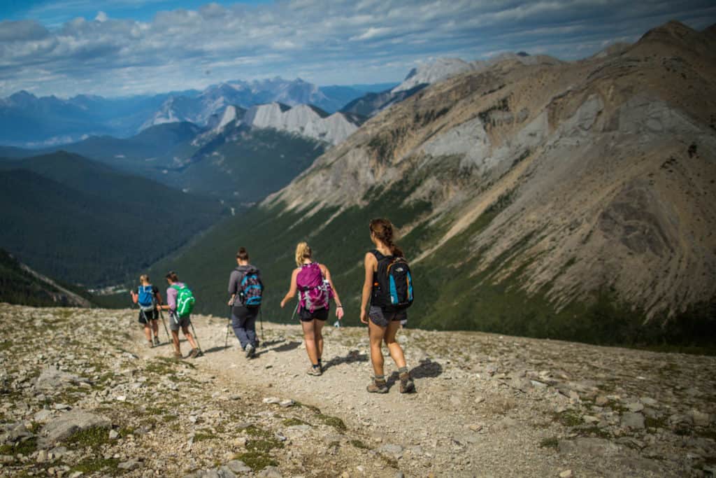 Hikers on the Sulphur Skyline Trail in Jasper National Park