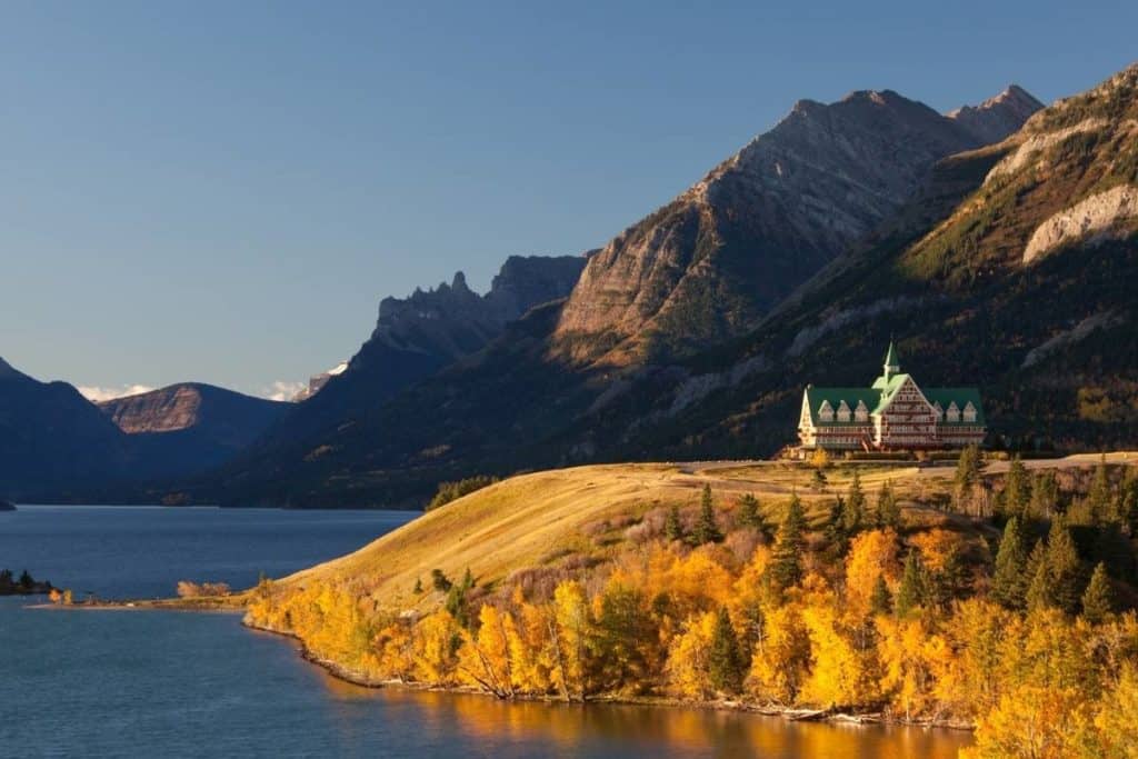 View of the Prince of Wales Hotel in Waterton, Alberta