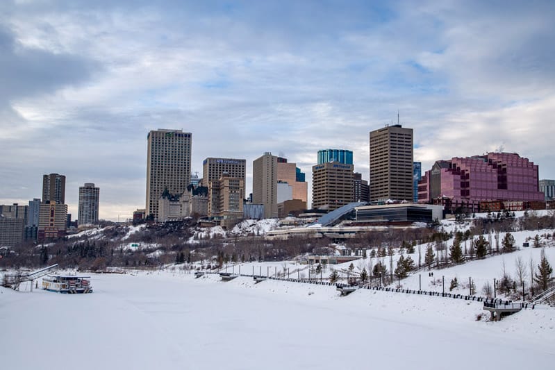 View of downtown Edmonton during winter