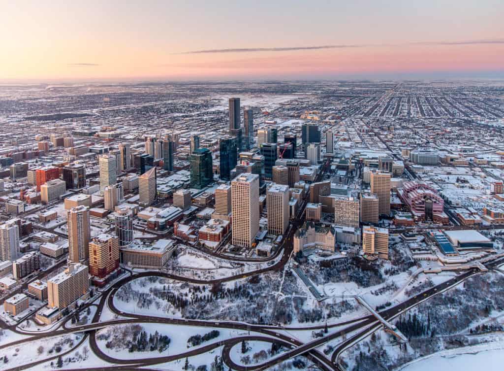 Edmonton from above in Winter