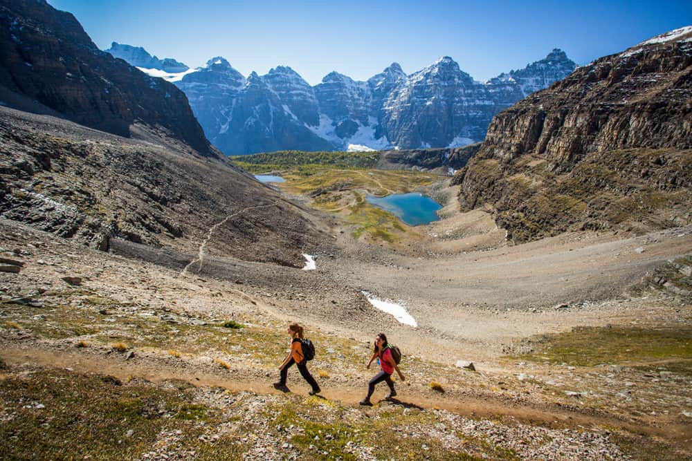 HIkers on the Sentinel Pass in Banff National Park