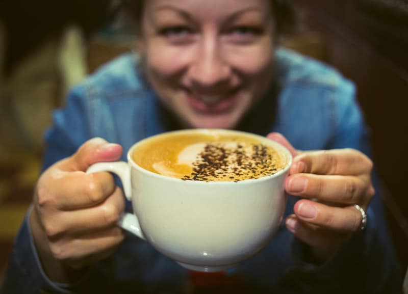 Enjoying a coffee at the Madhatter Roastery