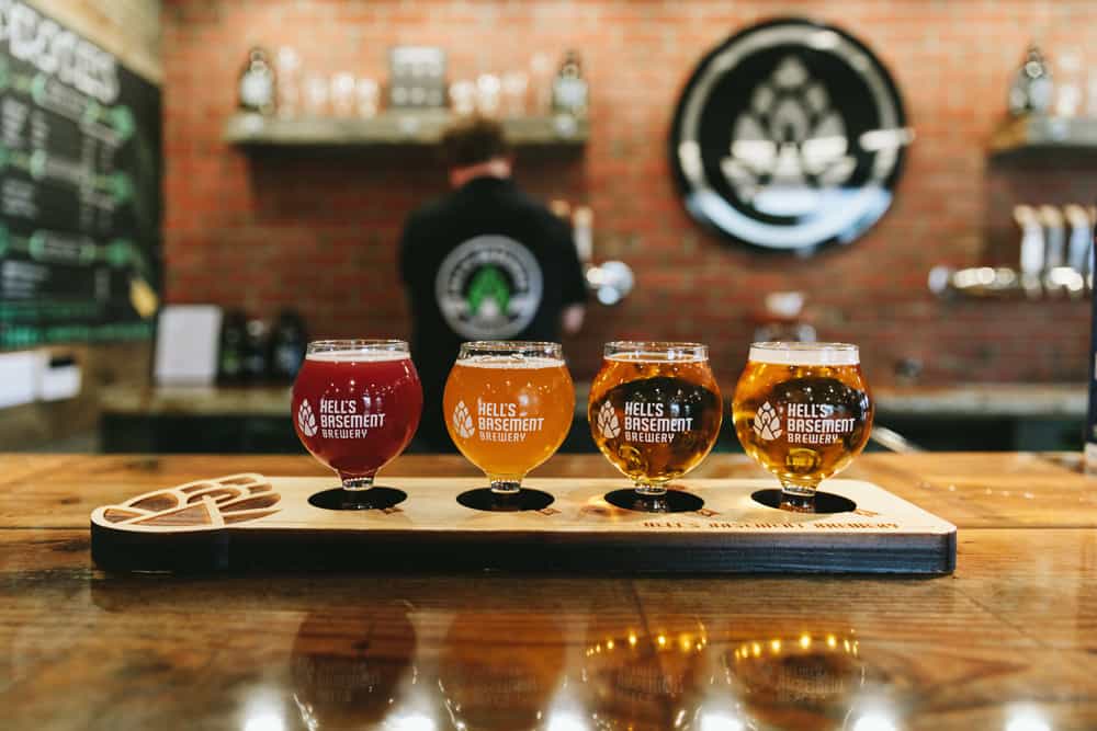 A beer flight from Hell's Basement Brewery in Medicine Hat