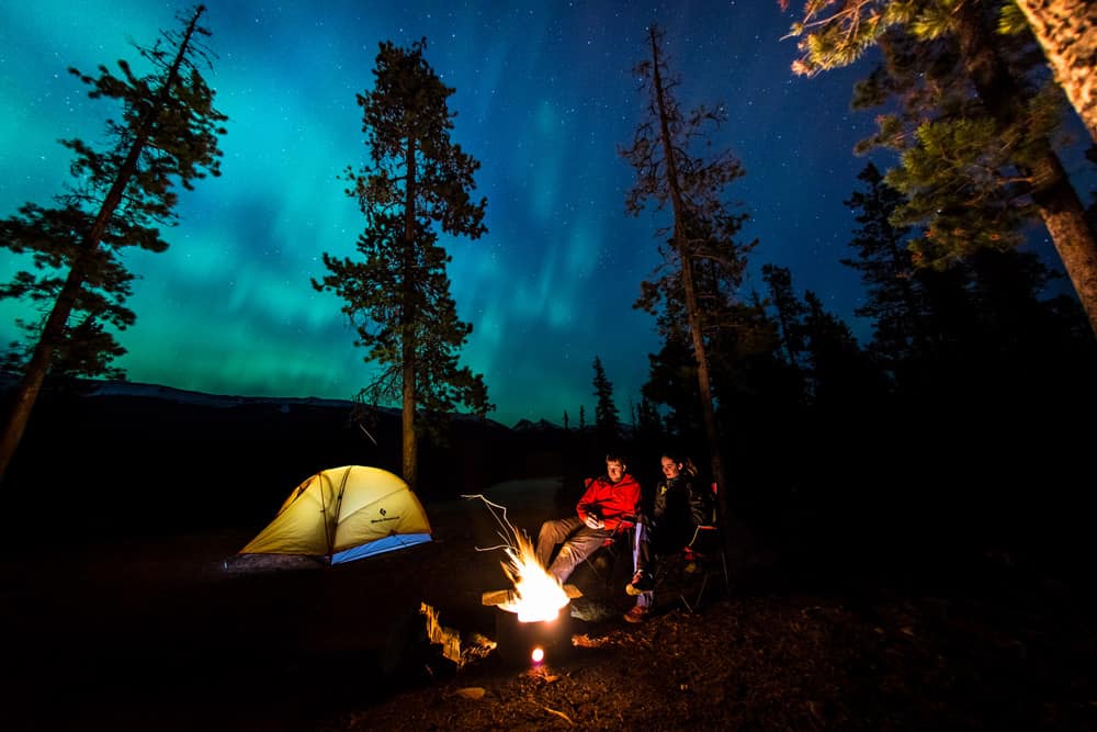 Wabasso Campground at night with northern lights