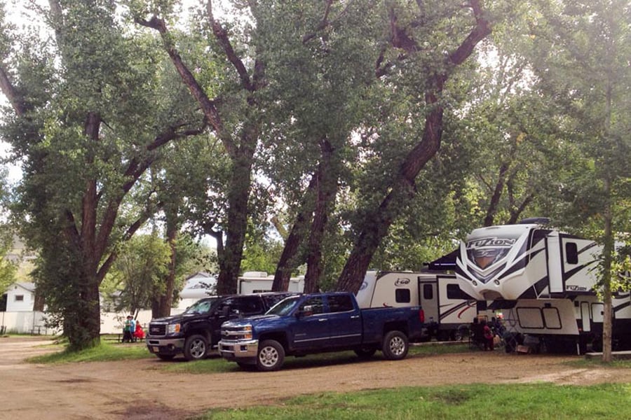 Campsites at River Grove Campground Drumheller