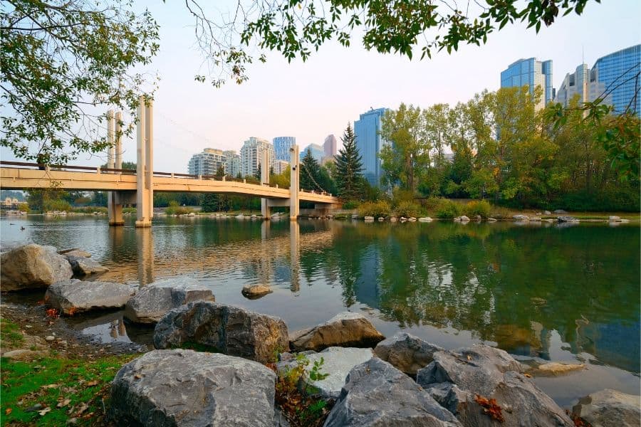 A view of the skyline from Princes Island Park.