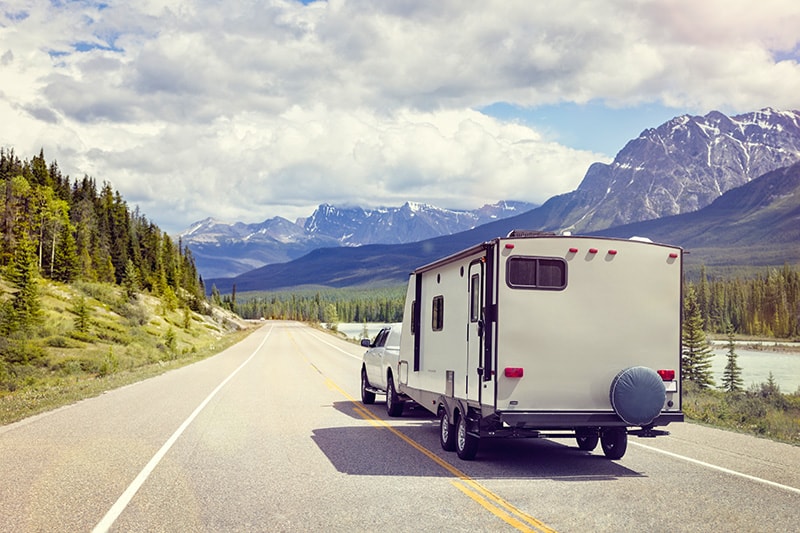 Trailer camping in Banff National Park