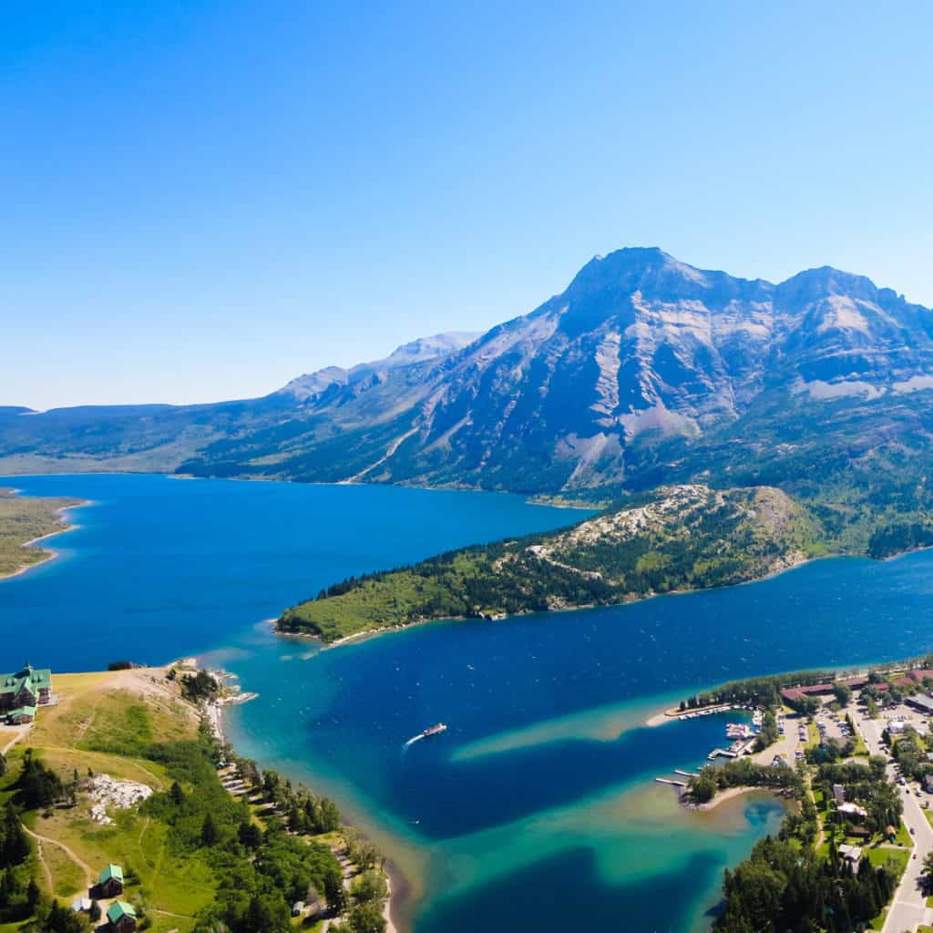Aerial View of Waterton Lakes National Park