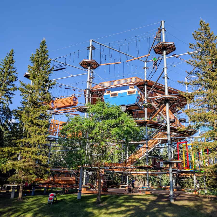 The climbing structure at Rainbow Valley Campground in Edmonton, AB