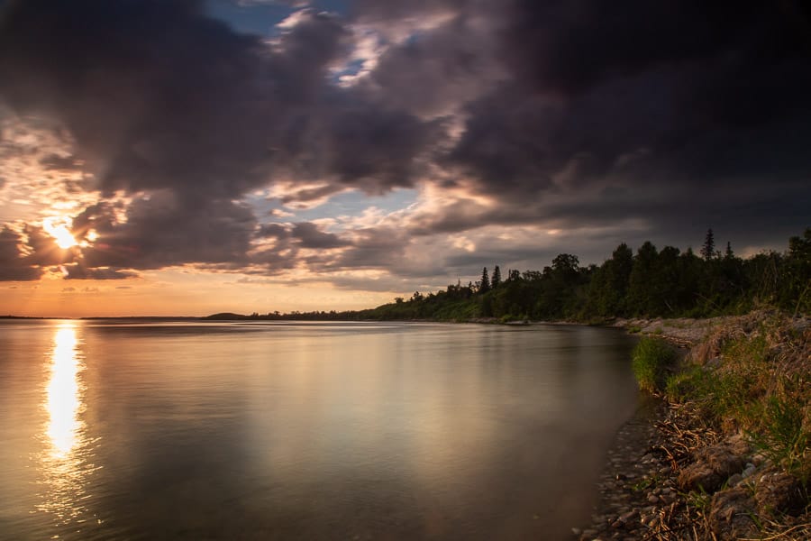 Shoreline at sunset from Sir Winston Churchill Provincial Park