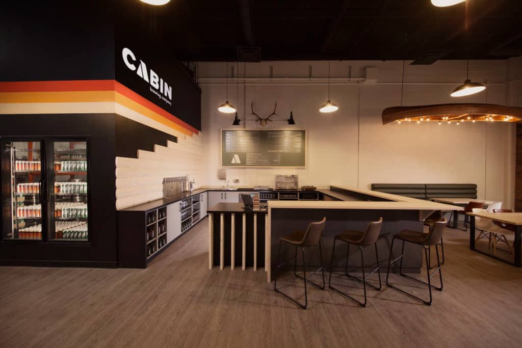 The taproom at Cabin Brewing Calgary