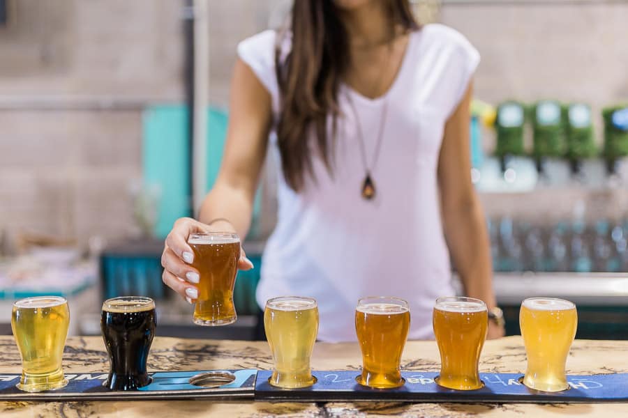 A beer flight from Cold Garden Brewing