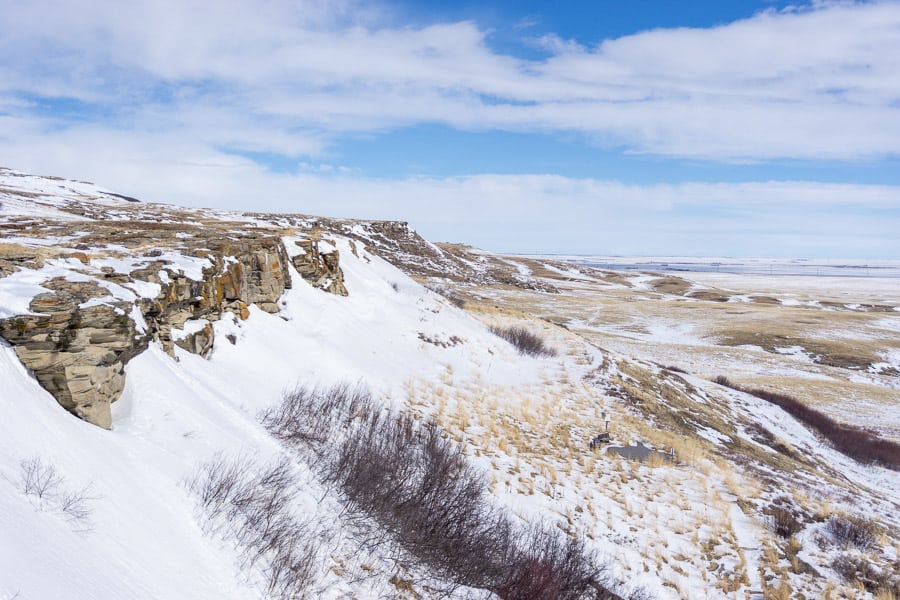 Head-Smashed-In Buffalo Jump in winter