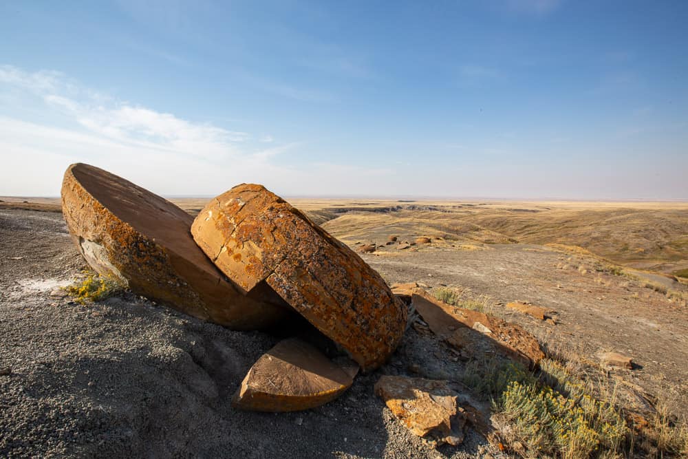 The unique boulder formations in Red Rock Coulee