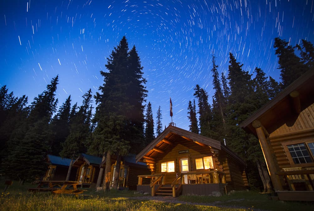 Night sky over Shadow Lake Lodge Alberta