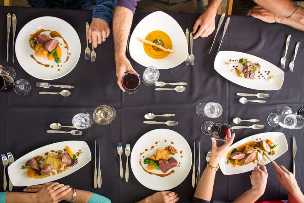 A table of food at Three Ravens Restaurant