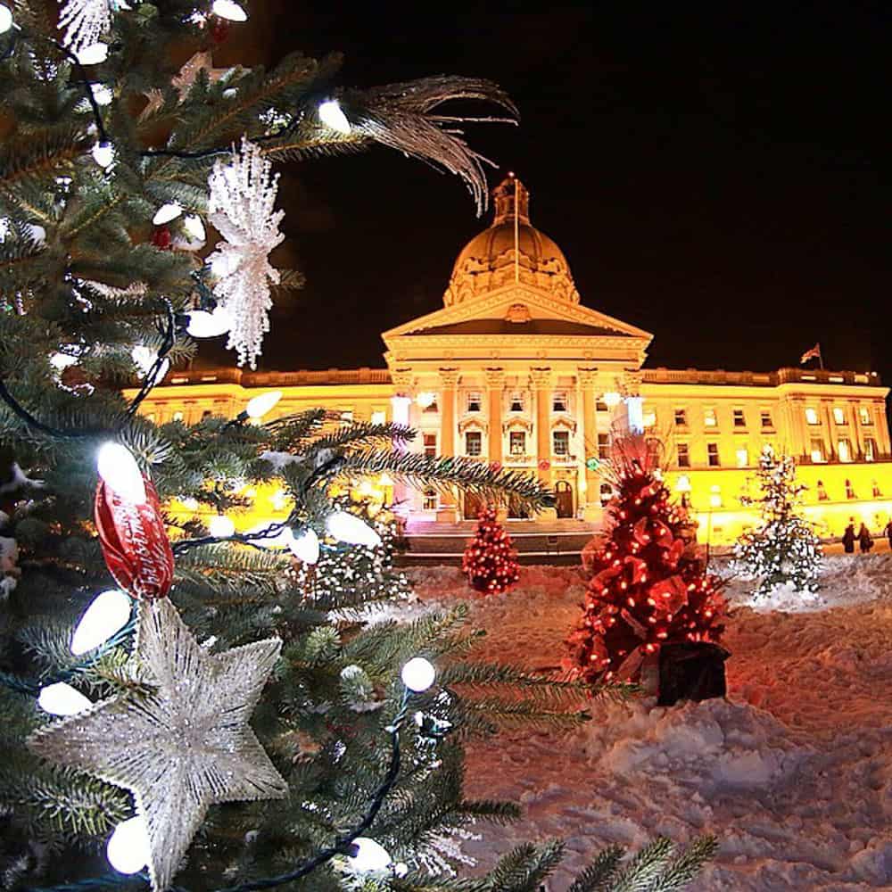 Christmas lights at Alberta Legislature