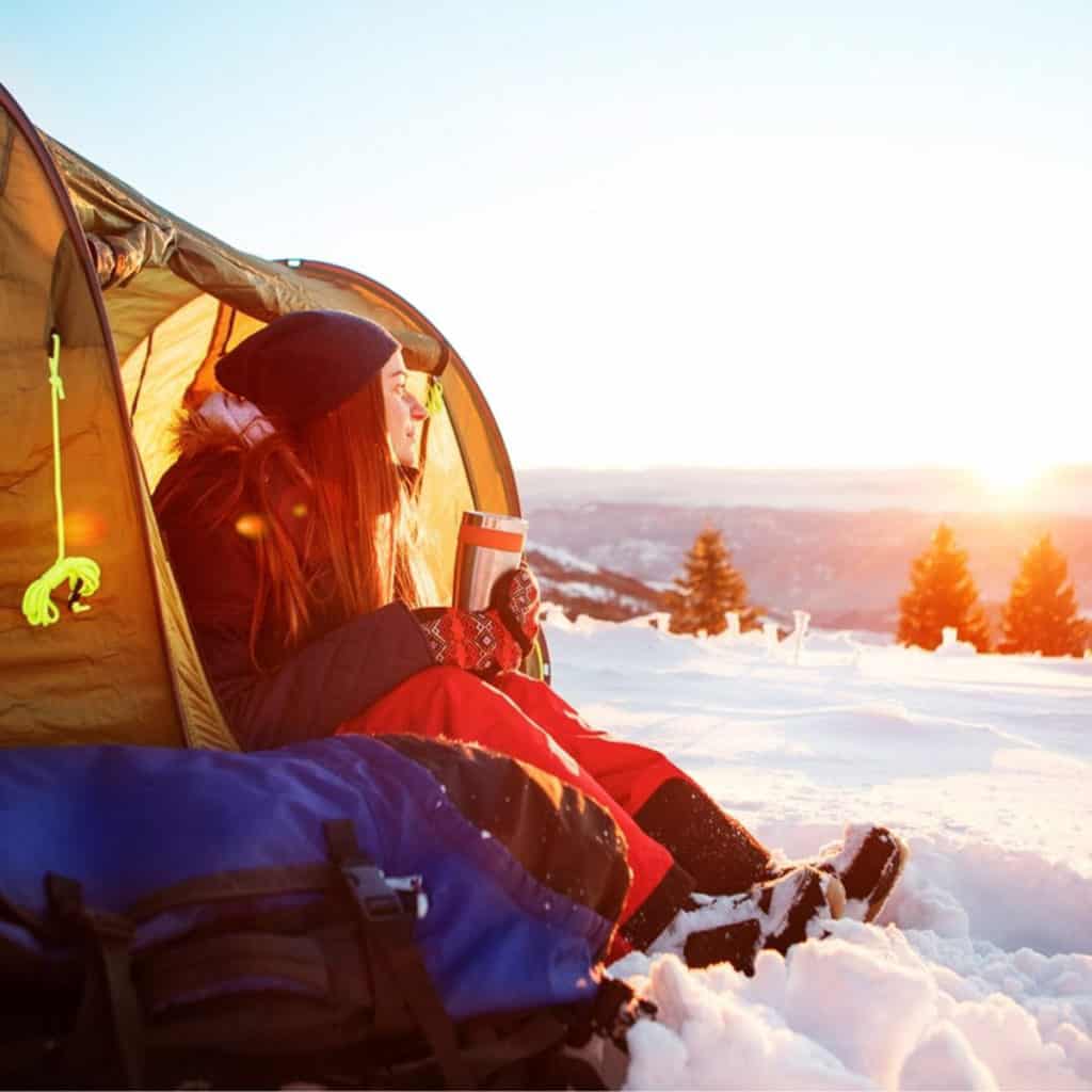 Winter camping in Alberta