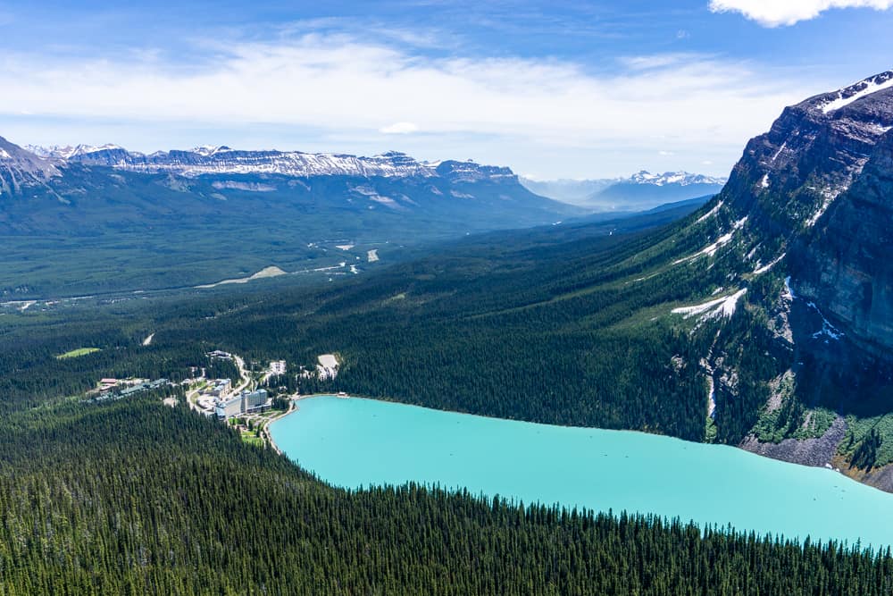 A view of Lake Louise from Above