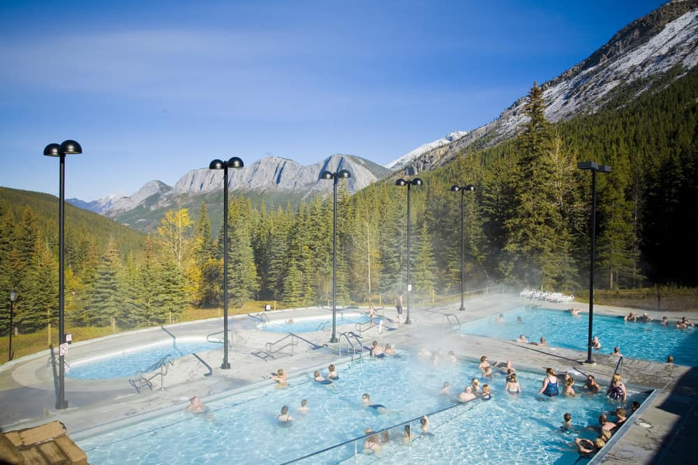 Miette Hot Springs on a bright blue day