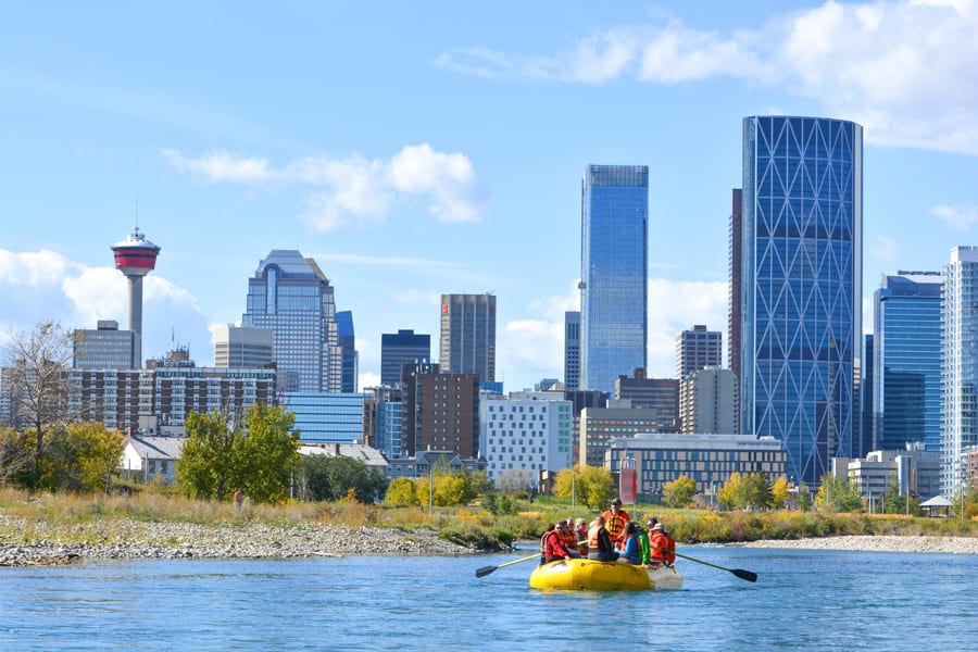 Rafting on the Bow River in Calgary