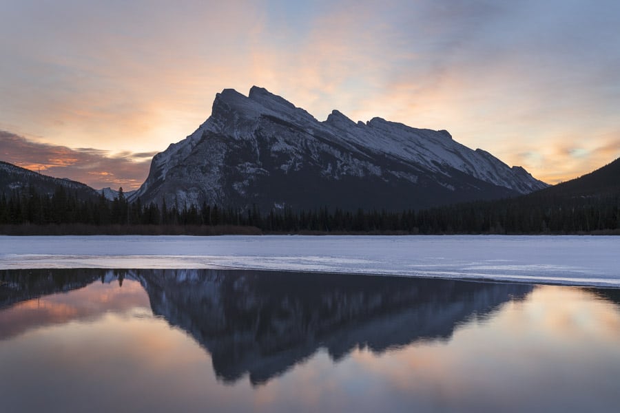 Mt Rundle from Vermillion Lakes in Banff National Park