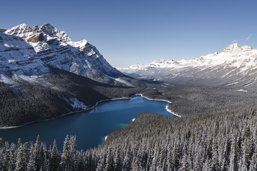 A photo of Peyto Lake in winter - Banff National Park