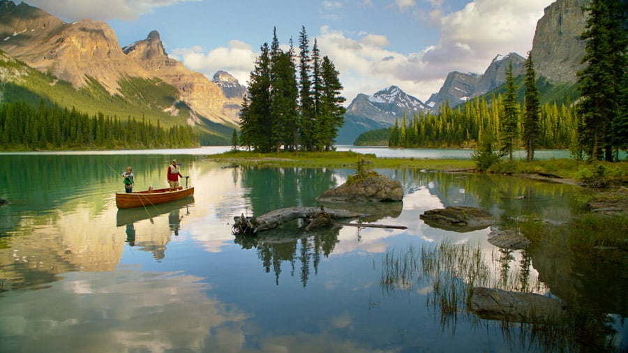 Fishing on Maligne Lake