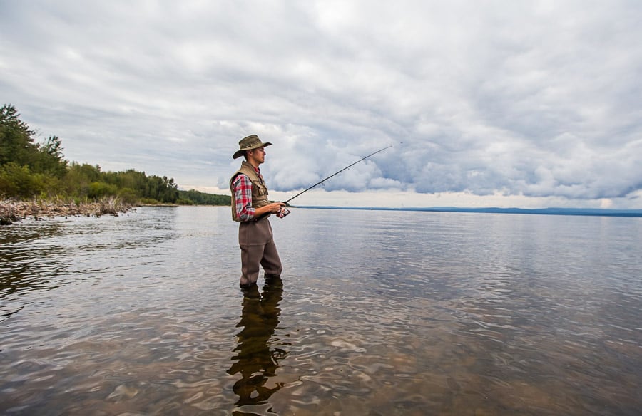 Man fishing Lesser Slave Lake