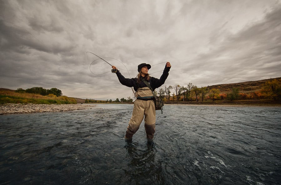 Woman Fly Fishing on Bow River