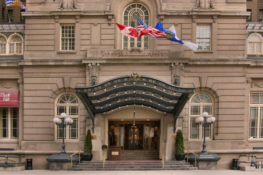 The front doors of the Fairmont Palliser Hotel Calgary