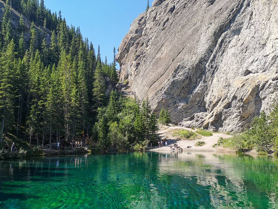 Grassi Lakes in Alberta on a hot summer day