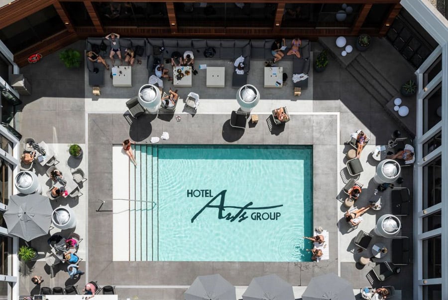 Aerial view of Hotel Arts swimming pool