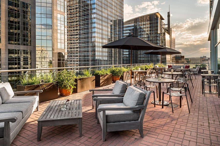 Rooftop patio at Sheraton Suite Eau Claire Calgary