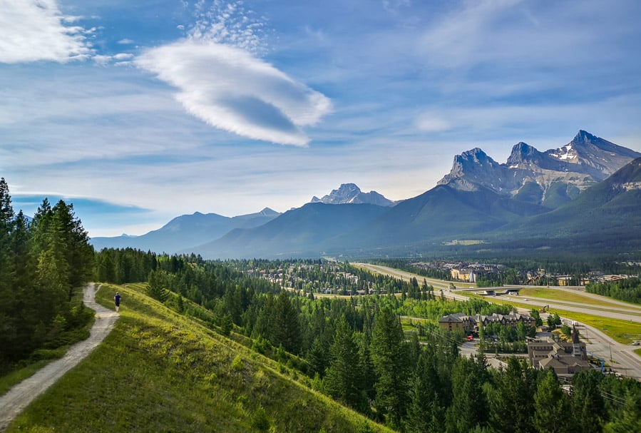 A view of Canmore from a hiking trail