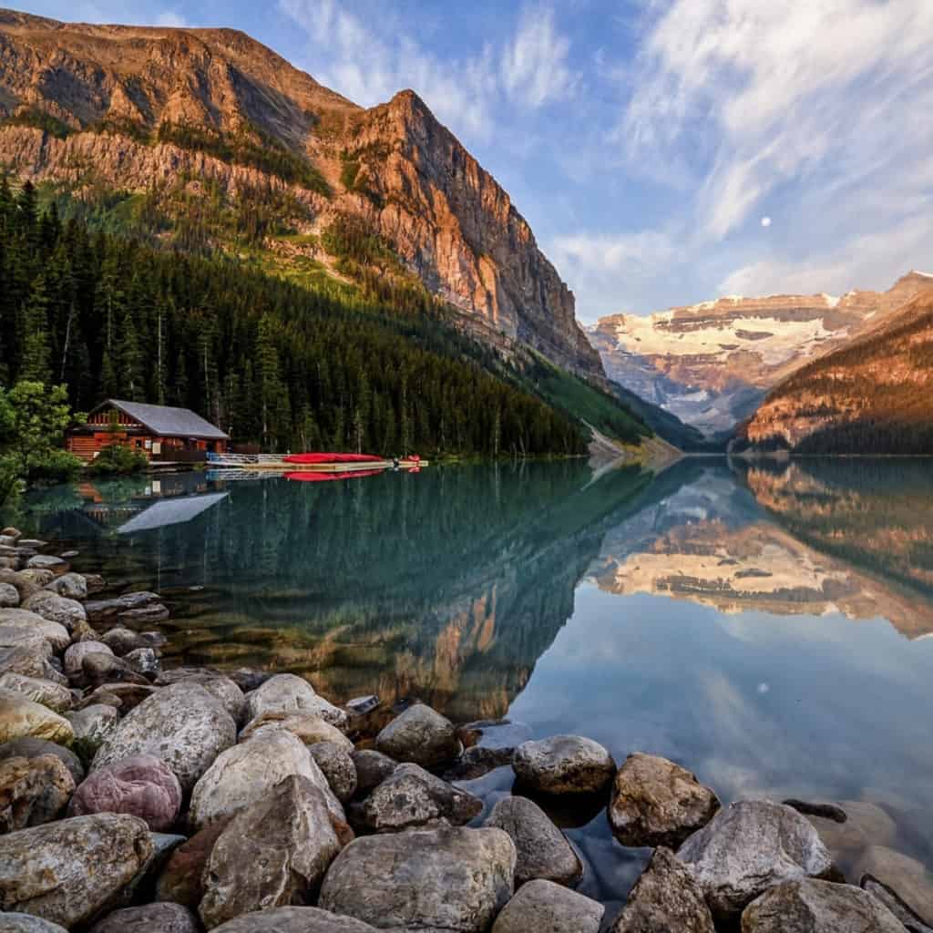 A still reflection on Lake Louise, Alberta