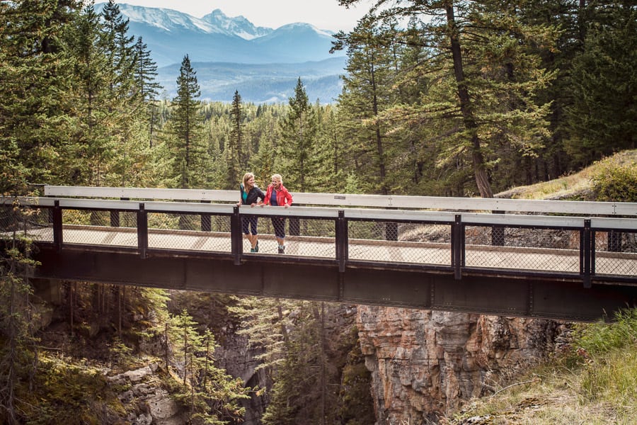 A bridge viewpoint on the Maligne Canyon Hike