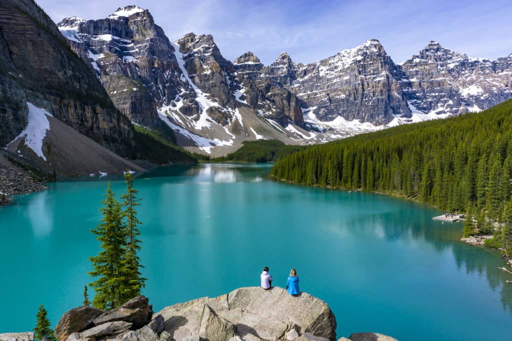 The views of the mountains from the Moraine Lake Rockpile