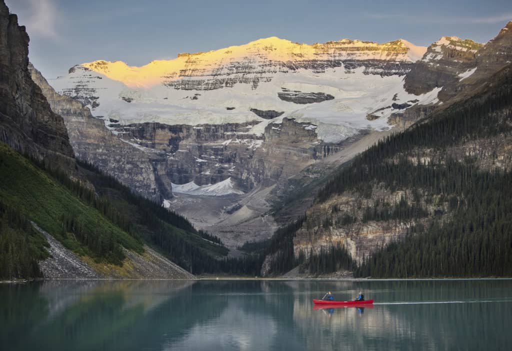 A Red Canoe on Lake Louise