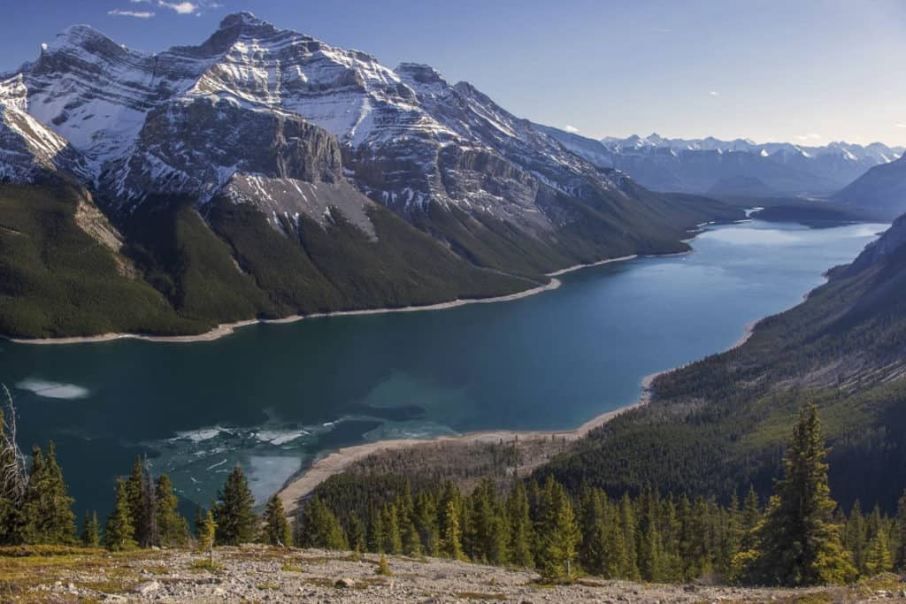 The view of Lake Minnewanka from Aylmer Lookout