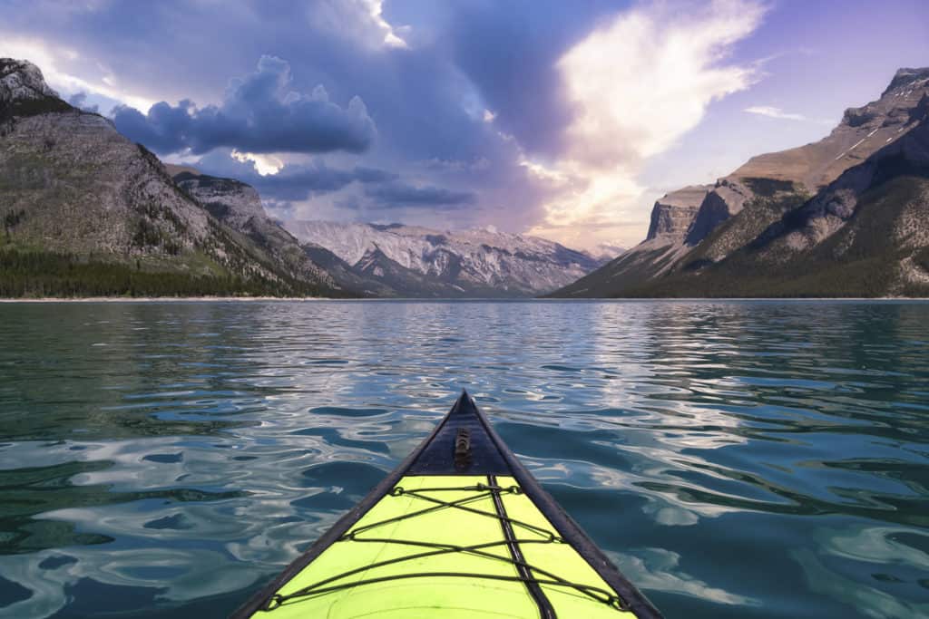 Kayaking at Lake Minnewanka