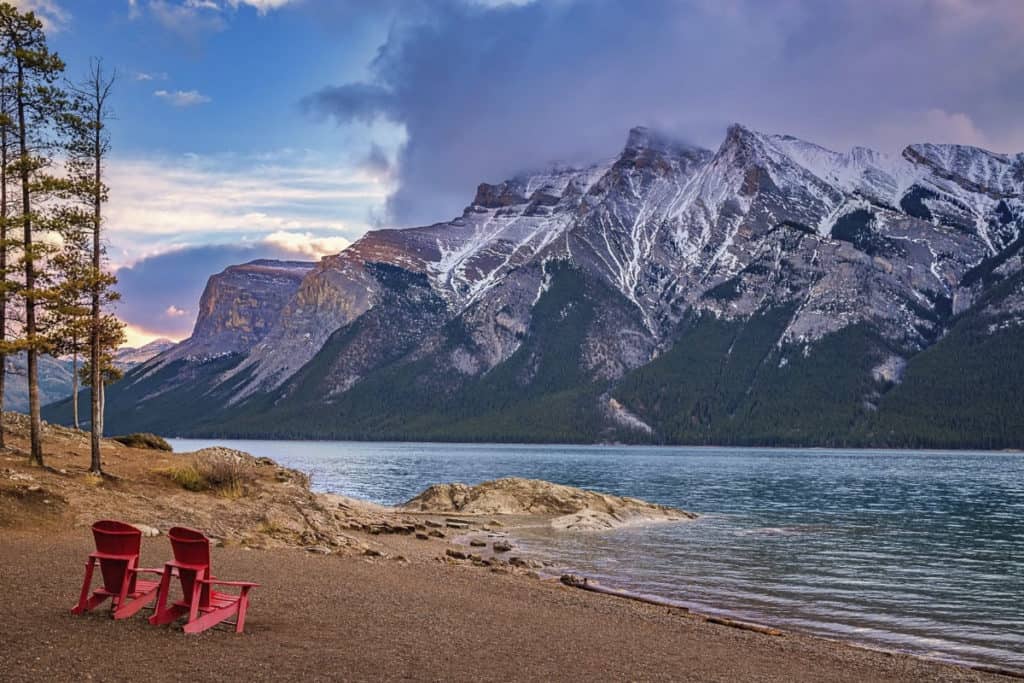 Lake Minnewanka Red Chairs