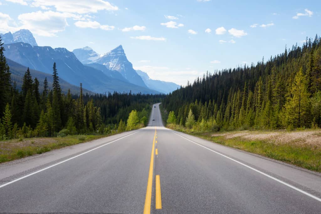 Alberta highway to the mountains