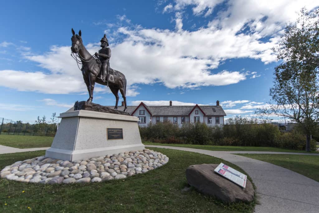 Statue in front of Fort Calgary