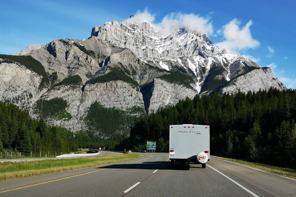 The highway before arriving into Banff